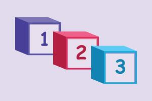 Bricks with numbers. Numeral cube concept. Colored flat vector illustration isolated.