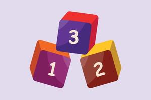 Bricks with numbers. Numeral cube concept. Colored flat vector illustration isolated.