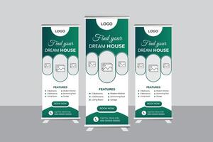 Real estate agency roll up banner design or Roll up banner template vector