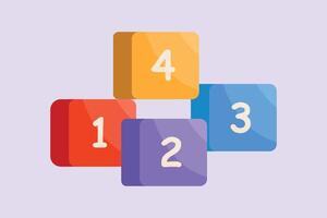 Bricks with numbers. Numeral cube concept. Colored flat vector illustration isolated.