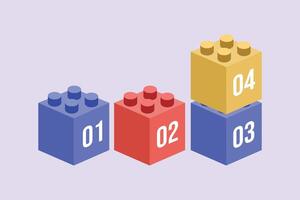 Bricks with numbers. Numeral cube concept. Colored flat vector illustration isolated.