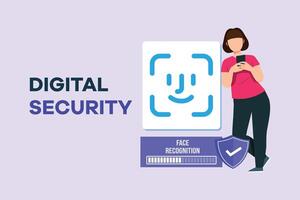 Digital Security concept. Colored flat vector illustration isolated.