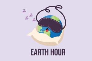 Earth Hour concept. Colored flat vector illustration isolated.