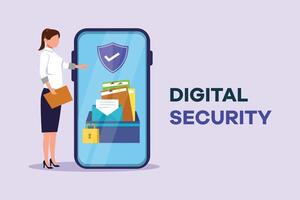 Digital Security concept. Colored flat vector illustration isolated.