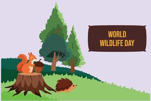 World wildlife day concept. Colored flat vector illustration isolated.