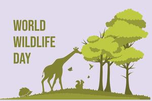 World wildlife day concept. Colored flat vector illustration isolated.