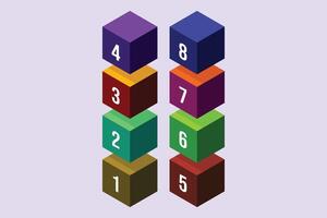 Bricks with numbers. Numeral cube concept. Colored flat vector illustration isolated.