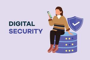 Digital Security concept. Colored flat vector illustration isolated.