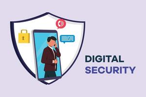 Digital Security concept. Colored flat vector illustration isolated.