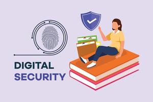 Digital Security concept. Colored flat vector illustration isolated.