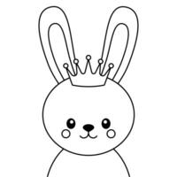 Bunny rabbit with crown on a white background. Vector illustration.