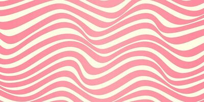 Background with pink wavy stripes. Candy striped psychedelic texture. Dynamic caramel banner. vector