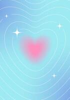 Blue gradient poster with heart in center and an aura. Elegant retro banner for Valentine's Day vector