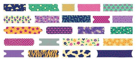 Decorative tape shape collection. Cute borders for planner, scrapbook and memo, scotch tape pattern. Vector washi tape set