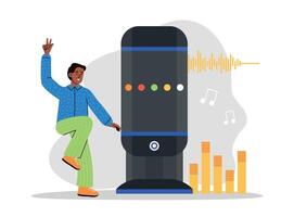 Interactive smart speaker or voice assistant for music vector