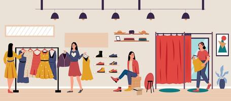 Shopping and buying concept, store interior fashion vector