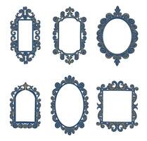 Decorative frames. Vintage elegant borders with curved design elements. Antique decorative mirror or picture framing vector