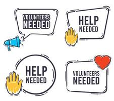 Volunteers needed banner speech bubble with message vector