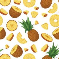 Exotic pineapple pattern. Seamless print of organic fruit, tropical botanical plant repeated background for fabric wrapping paper textile. Vector texture