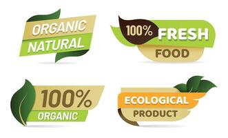 Vegan emblems. Organic natural products labels for retail shop. Fresh and ecological food for eco markets vector