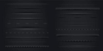 negro web divisores moderno web marcos para número y texto elementos, moderno web página diseño diseño bandera fronteras vector conjunto