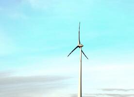 Wind farm park next to a road in Austria in sunny weather. photo