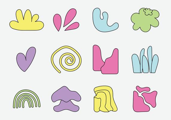 Aesthetic Doodle Hand Drawn Decoration Shape, Abstract Element, Vector Illustration Set