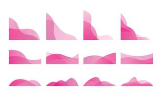 Abstract Pink Wavy Transparent Corner Element Shape, Vector Illustration Set