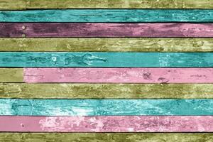 colorful pink, blue and yellow painted wood panel background photo