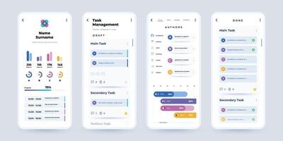 Phone planner app. Task manager and project schedule mobile application interface with task plan dashboard. Vector infographic design