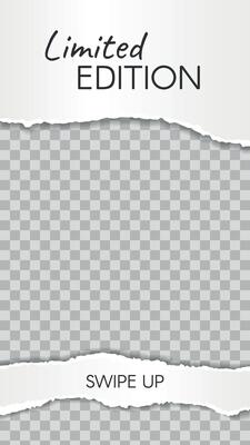Torn paper story. Paper scraps limited edition, swipe up social media story template. Damaged networking frame