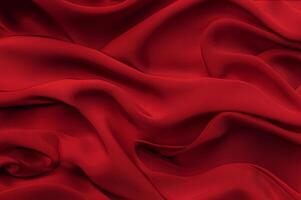 Close-up texture of natural red or pink fabric or cloth in same color. Fabric texture of natural cotton, silk or wool, or linen textile material. Red canvas background. photo