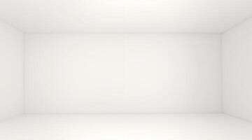 White room space background. Front view of white interior, empty room with soft light illumination. 3d rendering. photo