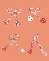 Red and white Martisor 1 March spring celebration gift vector clipart collection. Perfect for poster, card, sticker.