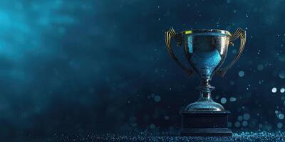 AI generated Gleaming Trophy Cup Symbolizing Achievement and Excellence on a Sparkling Background photo