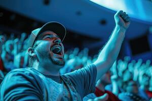 AI generated a man cheering in a crowd at a sporting event photo