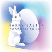 Modern colorful gradient Easter card with rabbit. Festive spirit. Vector illustration