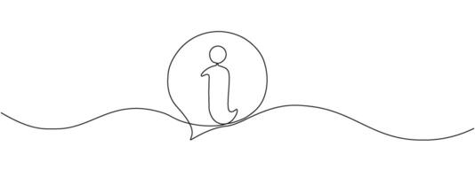 Information symbol one continuous line . One editable line help desk help.  The Information linear icon. Support service help sign, help. Vector illustration