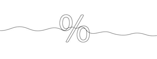 Continuous one line drawing of percent sign. Linear percent vector icon