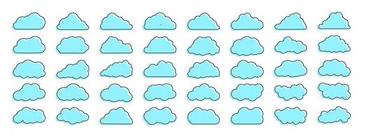 colección de sencillo nube iconos, formas, pegatinas azul color lineal conjunto de nubes, símbolo para tu sitio web diseño, logo. vector gráfico elemento