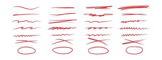 A set of hand lettering with a brush, emphasizing, strikethrough lines and ovals . Ornate swirls, decorative dividers. Underline stroke. Pencil or pen drawn lines. Vector collection of design elements.
