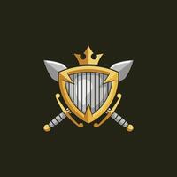 Vector Logo art for Small Business Shop and Game Company. Sword and shield theme design