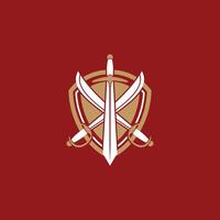 Vector Logo art for Small Business Shop and Game Company. Sword and shield theme design