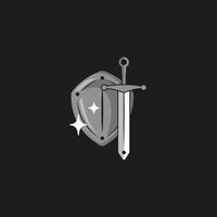 Vector Logo art for Small Business Shop and Game Company. Sword and shield theme design