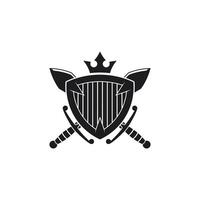 Vector Logo art for Small Business Shop and Game Company. Sword and shield theme design