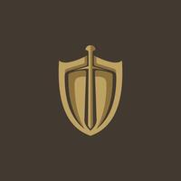 vector logo Arte para pequeño negocio tienda y juego compañía. espada y proteger tema diseño