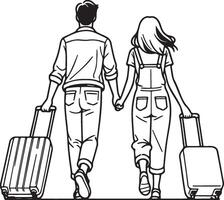 Couple Traveling with Luggage. vector