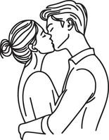A Couple Kissing Line Illustration. vector