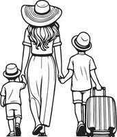 Family Traveling with Luggage. vector