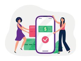 Digital banking pay and receive money in bank app vector